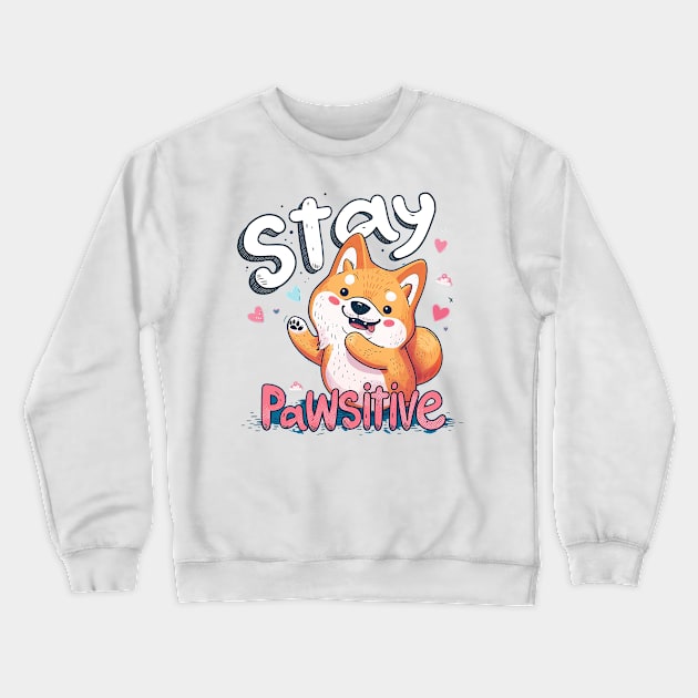 stay pawsitive Crewneck Sweatshirt by sample the dragon